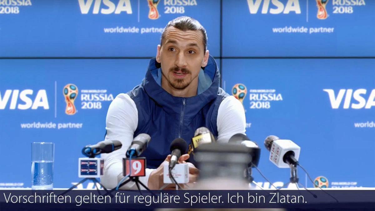 Zlatan Ibrahimović tritt in mehreren Visa-Videos auf.