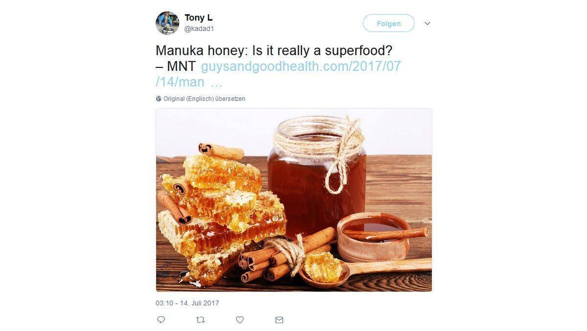 Einer der zahlreichen Blogger, die auf Manuka-Honig schwören. 