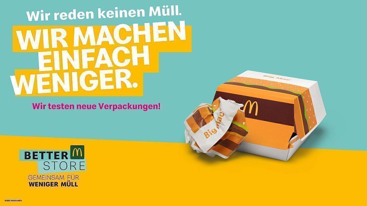 McDonald's Deutschland testet in ausgewählten Restaurants ein neues Verpackungskonzept zur Müllreduktion.
