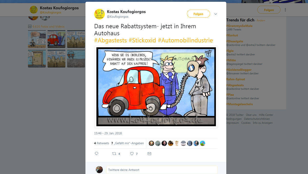 Auf Twitter gibt es viel Empörung über den erneuten Dieselskandal. Und schwarzer Humor.