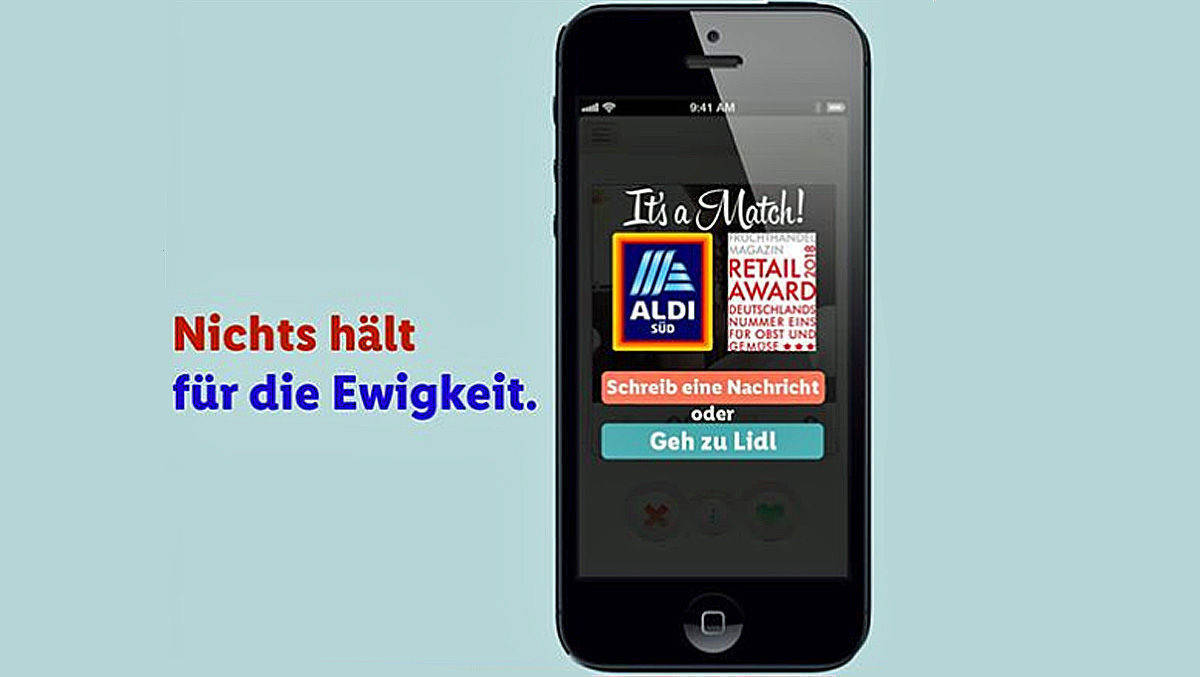 Zwischen Lidl und Aldi Süd wurde diese Woche eifrig "getindert" ...