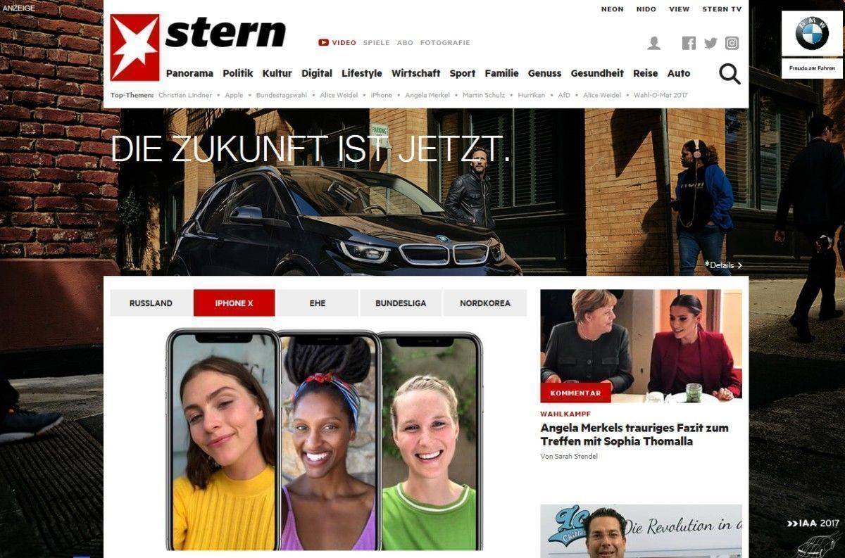 Die neuartige BMW-Werbung auf Stern.de.