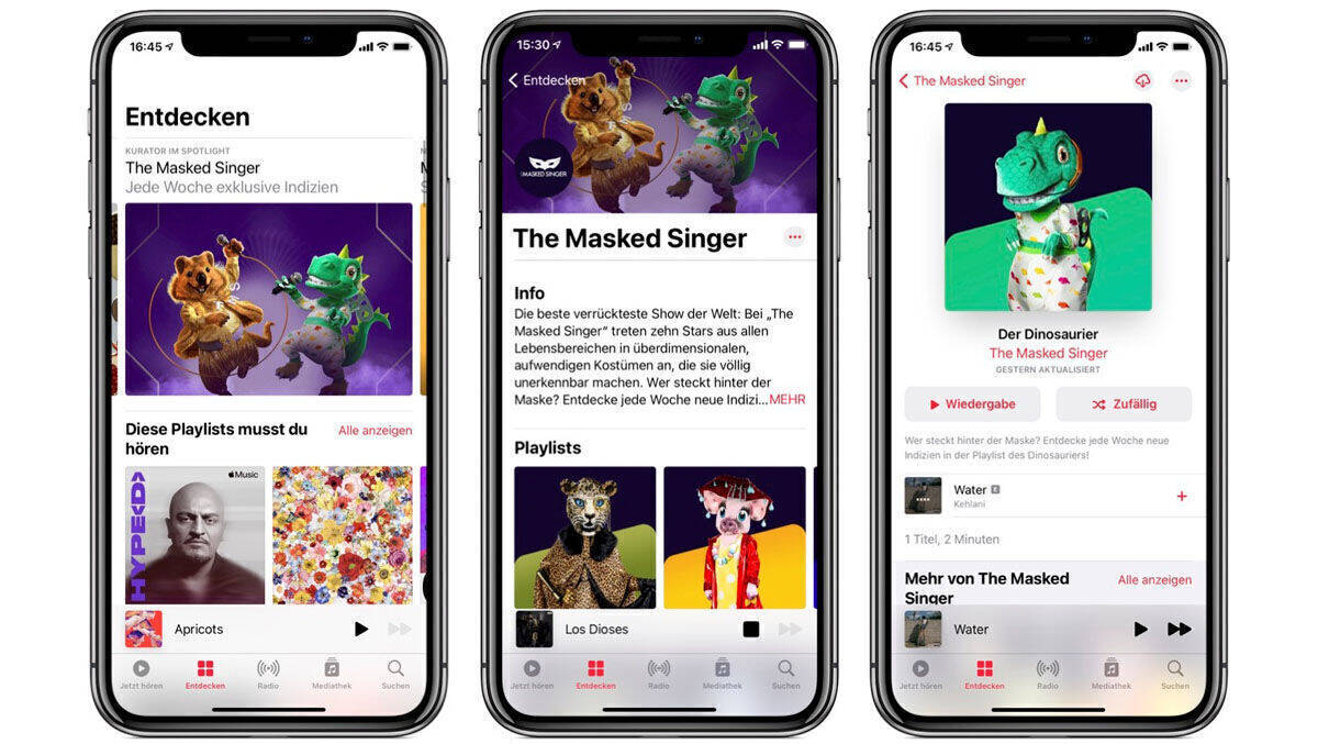 Apple Music gibt "The Masked Singer"-Zuschauern zusätzliche Rätsel-Hinweise. 