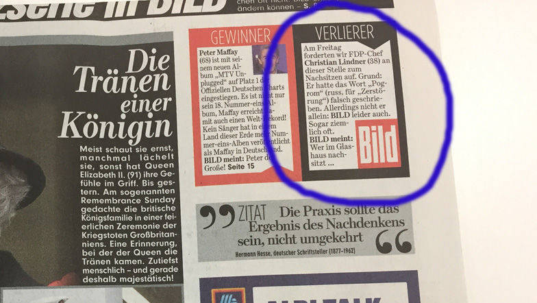 Die "Bild" kritisiert sich in der heutigen Ausgabe selbst. 