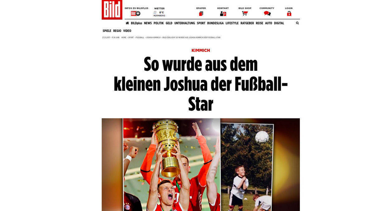Bild Plus zeigt online eine zehnteilige Doku aus dem Hause UFA Lab über den Nationalspieler Joshua Kimmich.