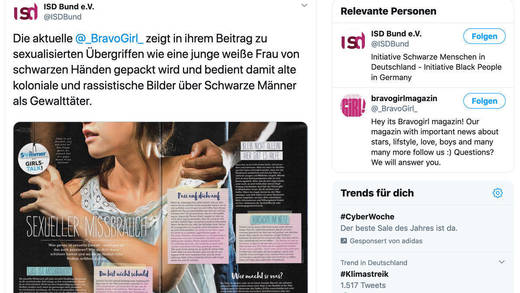Der ISD kritisiert die Bildauswahl von Bravo Girl: Sie bediene rassistische Vorurteile.