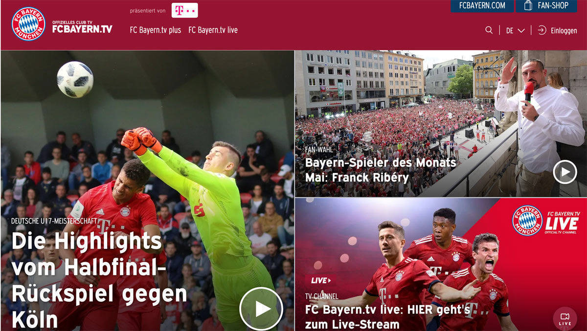FC Bayern TV bündelt exklusive Inhalte, über die der Fußballklub die Deutungshoheit behält.