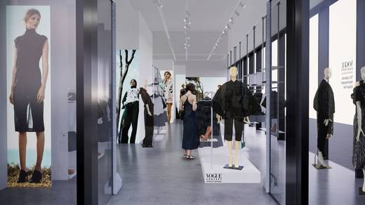 Der Vogue-Shop setzt auf reduziertes Schwarz-Weiß-Styling.
