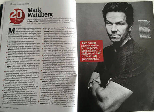 Interview mit Mark Wahlberg: geläuterter echter Kerl ("Playboy" 12/16).