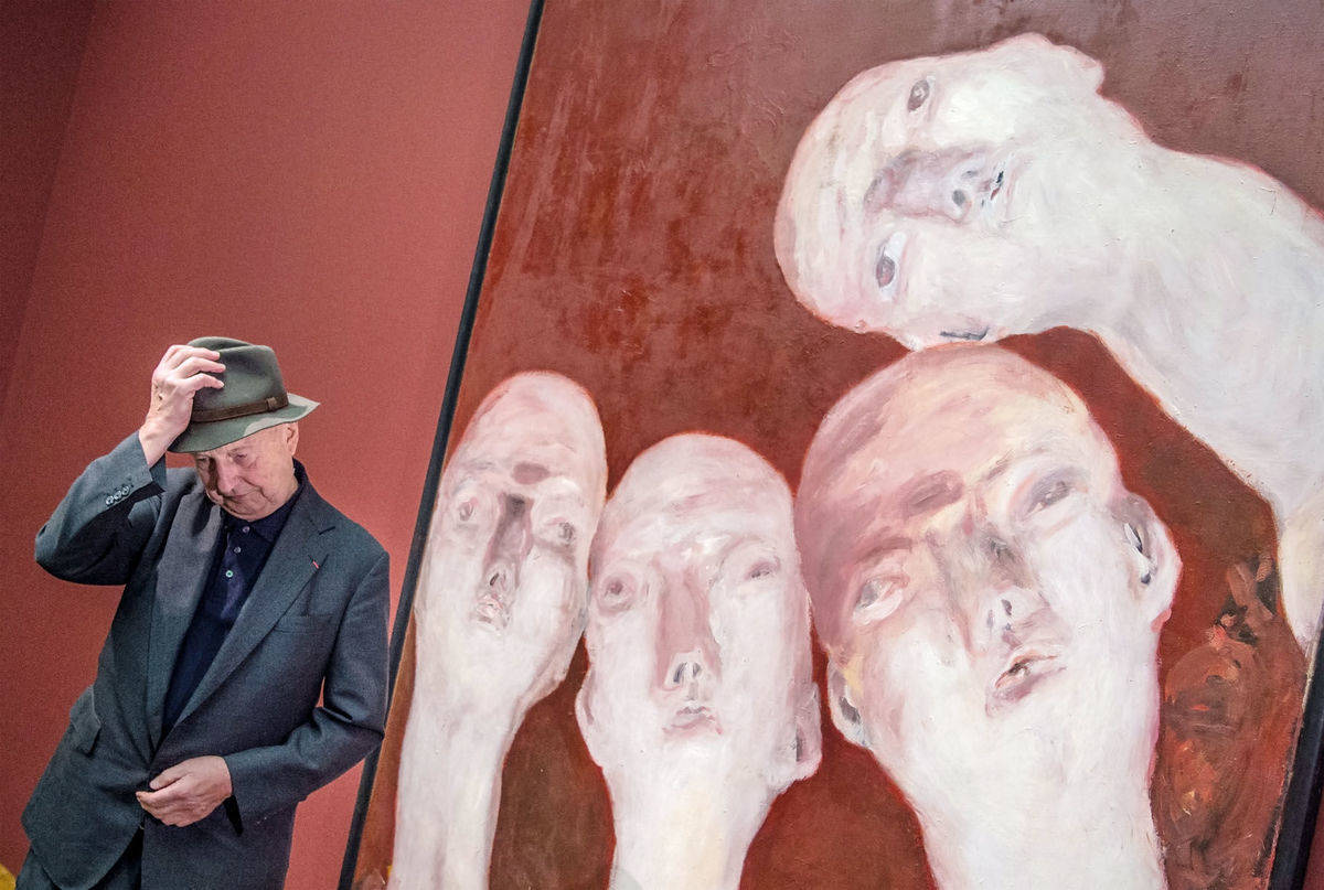 Fünf Köpfe - Georg Baselitz, Künstler von internationalem Ruf, steht im Juni im Frankfurter Städel neben seinem Bild "Oberon".
