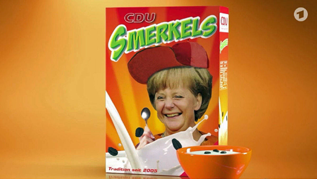 Im "Extra 3"-Spot geht es um eine recht leere Frühstücksflocken-Verpackung der Marke "Smerkels". 