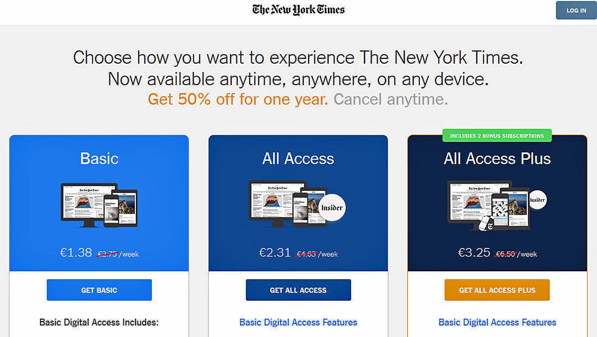 Rund 2,2 Millionen Abonnenten digitaler Services zählt die "New York Times".