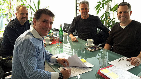 Sportliche Runde bei DLM RunMedia(v.l.): Norbert Hensen, Frank Lebert, Christian Ermert und Harald Mika.