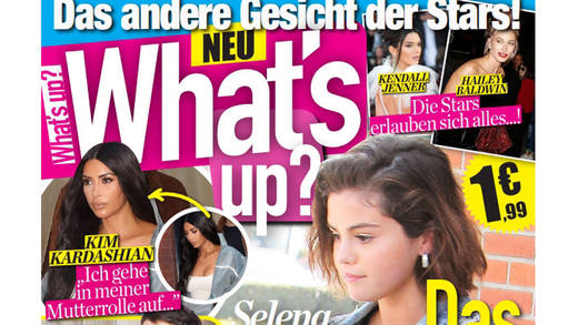 Cover der Erstausgabe des internationalen Peoplemagazins What’s Up auf Deutsch (Ausschnitt).