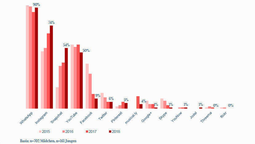 Diese Social Media-Kanäle sind für die Jungen am wichtigsten.