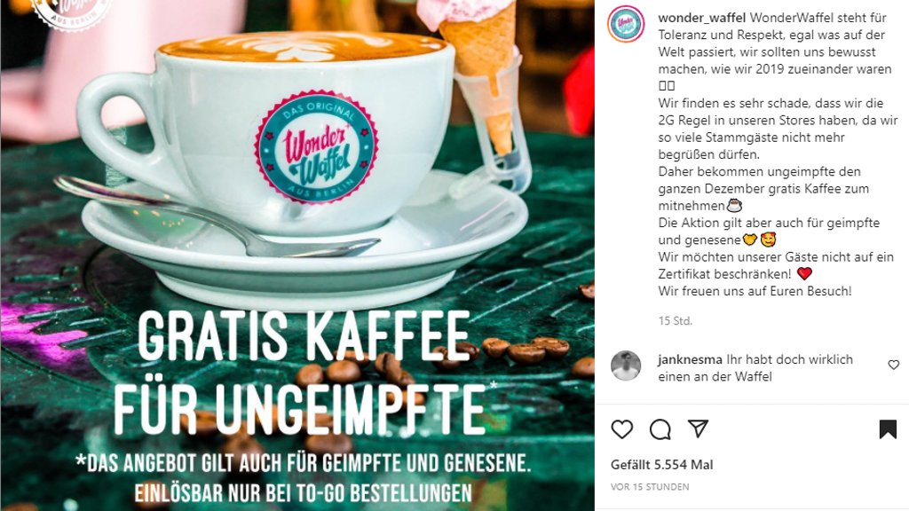 gratis kaffee fur ungeimpfte shitstorm fur marketing aktion w v