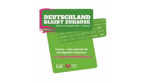 Schön zuhause bleiben - mit Gratis-Lesestoff von G+J.