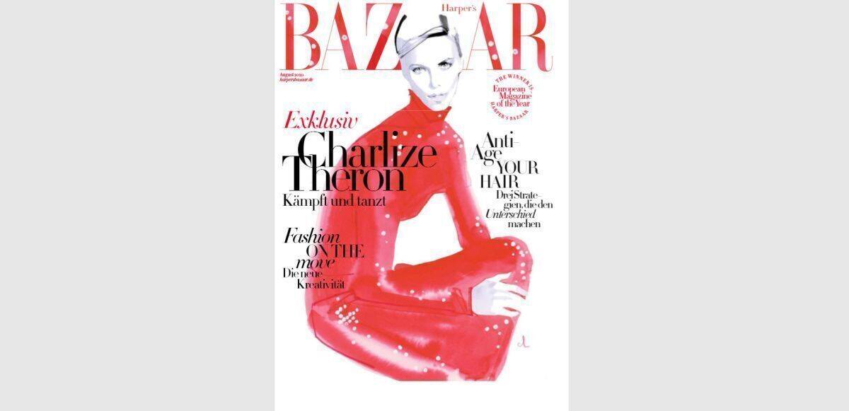 Charlize Theron mal anders: Der Star wurde für Harper's Bazaar gezeichnet.