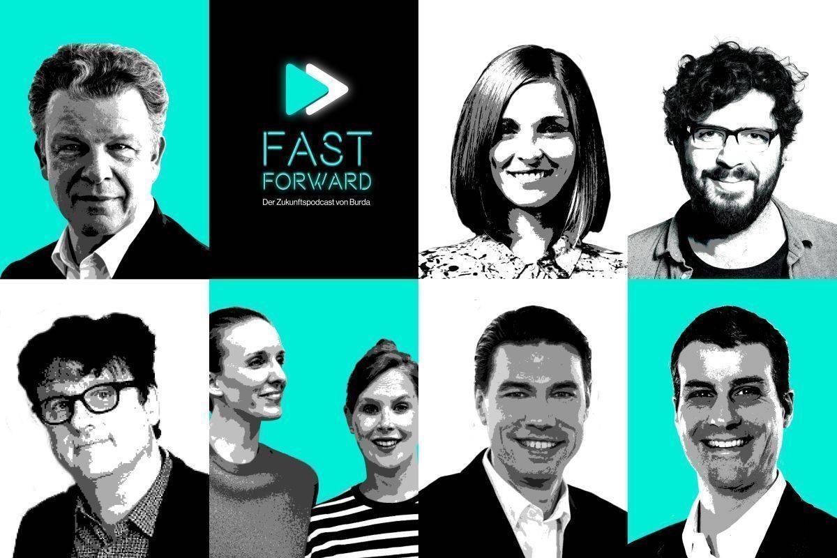 Die Gäste der ersten Fast Forward-Staffel, darunter Burda-CEO Paul-Bernhard Kallen (l.o.)