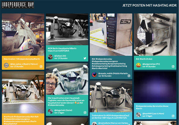 Die Socialwalls zum "Independence Day". Foto: Twentieth Century Fox/Flimmer