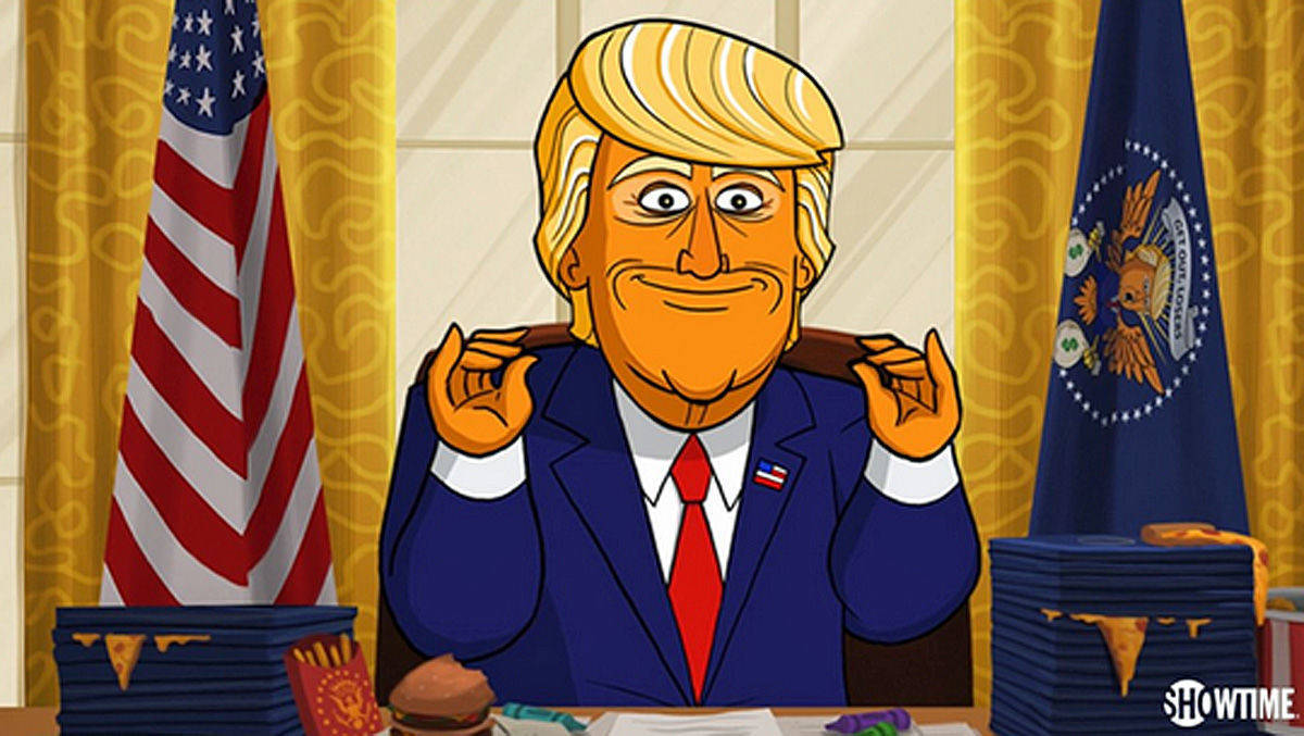 Auftritt: Cartoon-Präsident Donald Trump.