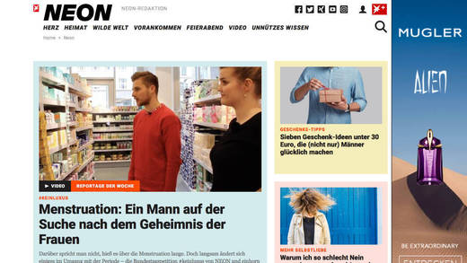 Über die Menstruation - und andere Neon-Themen - lesen Millennials künftig auf Stern.de.