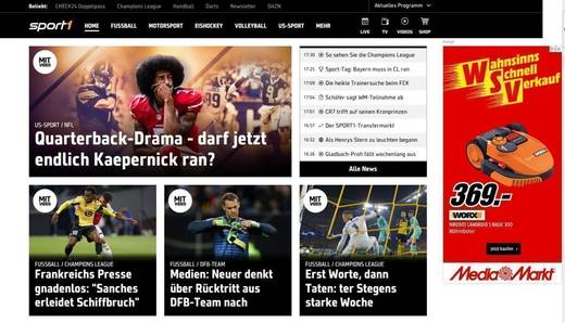 In Sachen Performance auf den hinteren Plätzen: die Sport1-Website.