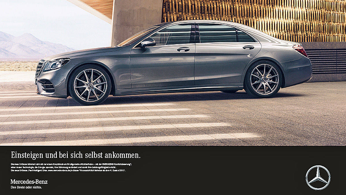 Die S-Klasse mit großem Auftritt in Tageszeitungen.