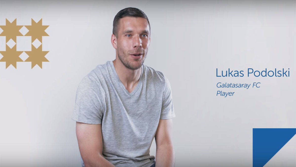 Fußballer Lukas Podolski wirbt für den Wirtschaftsstandort Türkei.