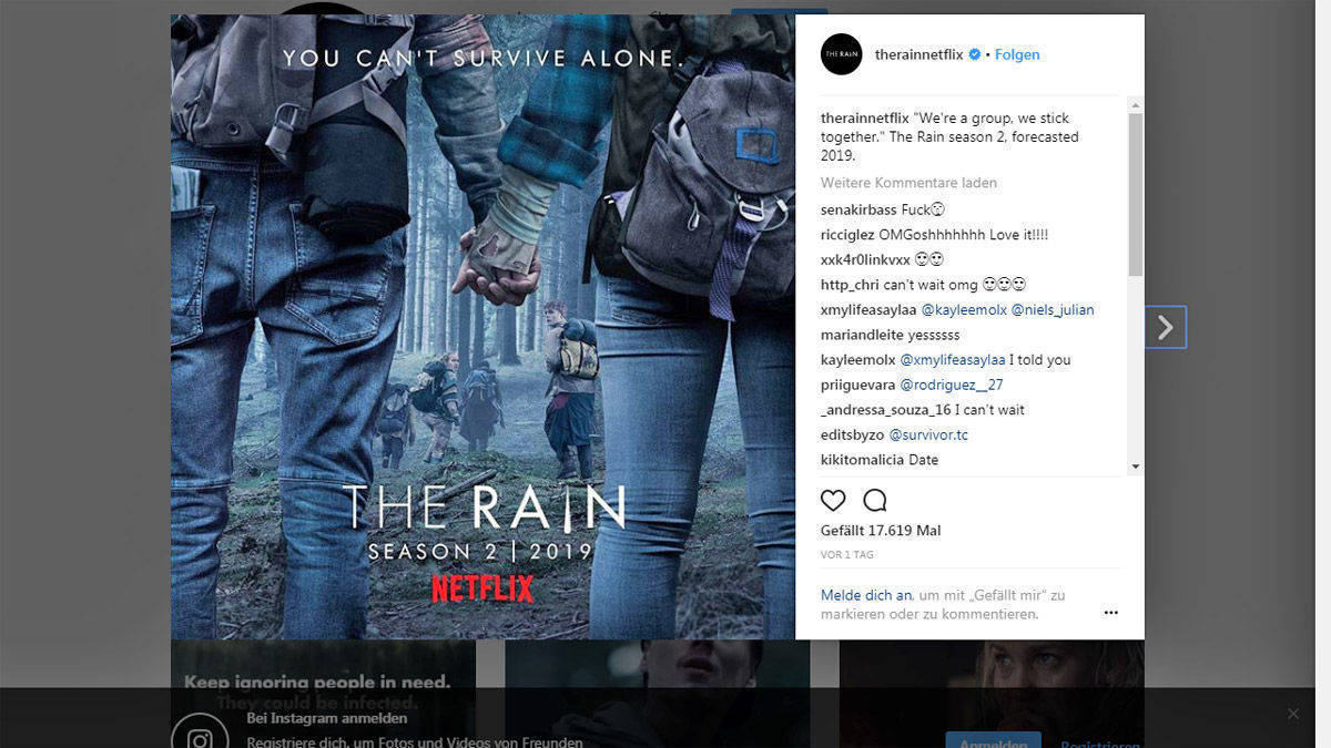 Netflix hat bei Instagram die zweite Staffel angekündigt.