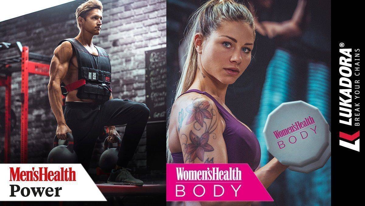 Vermarkten gemeinsam Fitnessprodukte: Men's Health, Women's Health und Lukadora