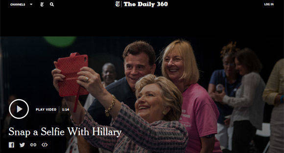Selfie mit Hillary: Das aktuelle 360-Grad-Video bei der "New York Times", entstanden in Kooperation mit Samsung.