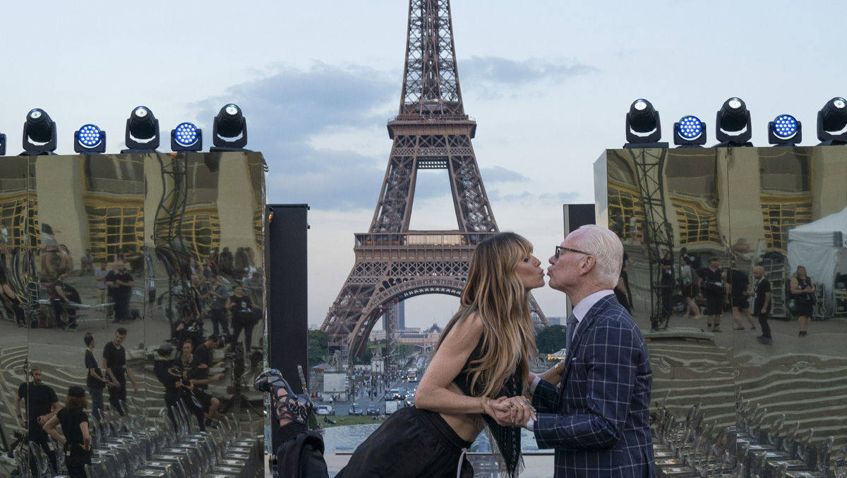 Heidi Kum und Tim Gunn bei Dreharbeiten zu "Making The Cut" in Paris.