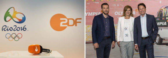 Das ZDF bereitet sich vor auf Rio: Moderatoren-Team Sven Voss, Katrin Müller-Hohenstein, Rudi Cerne (v.l.).