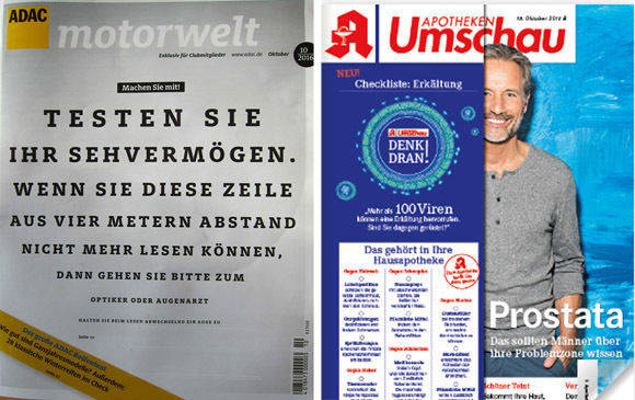 Gemeinsam leisten sie Erste Hilfe: "ADAC Motorwelt" und "Apotheken Umschau" (Oktoberausgaben).