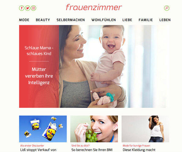 Aufreäumt: Frauenzimmer.de nach dem Relaunch. (Foto: RTL interactive)