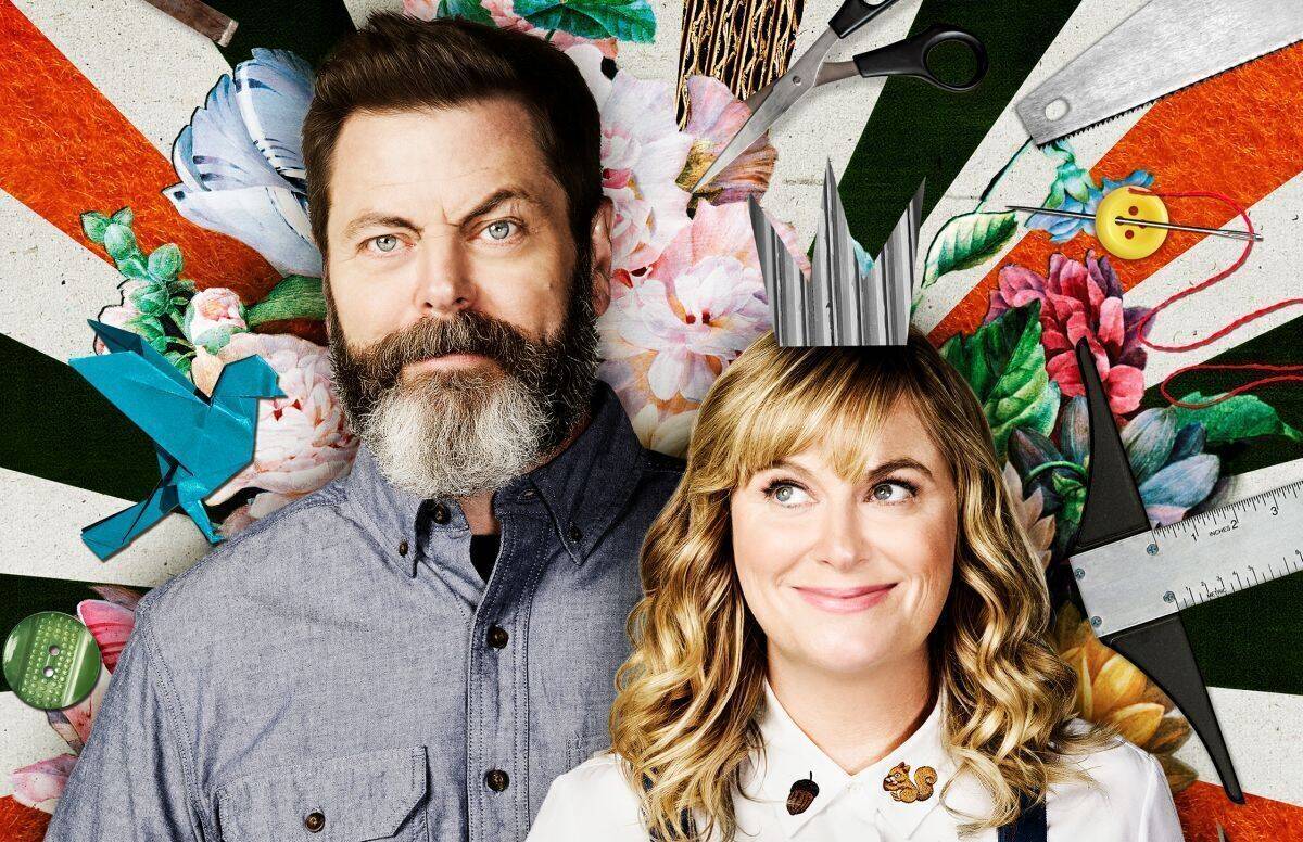 Die neuen Heimwerker-Experten von Sky: Nick Offerman und Amy Poehler.