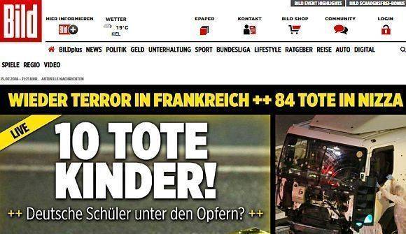 Terror in Nizza: Die Berichterstattung deutscher Medien wie "Bild" sorgt wieder für Kritik im Netz.