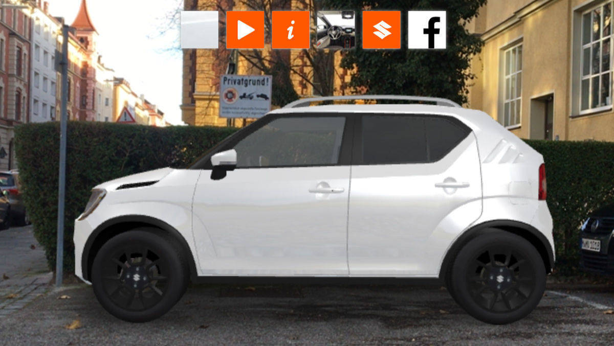 Augmented Reality bringt den Suzuki auf jeden Parkplatz des Landes.
