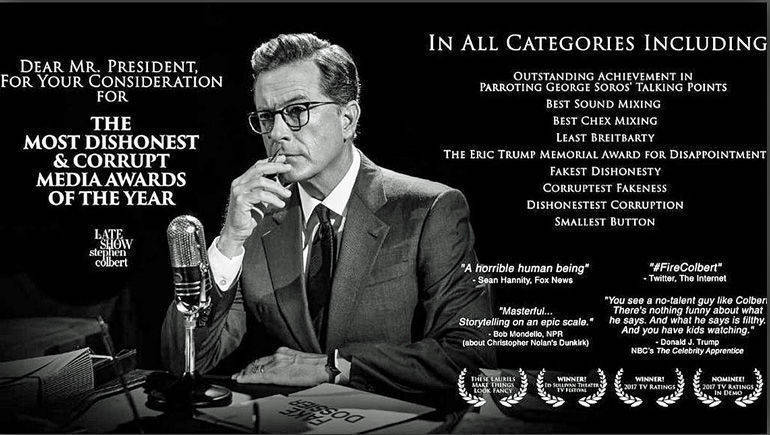 Stephen Colbert giert nach "korruptester Falschheit".