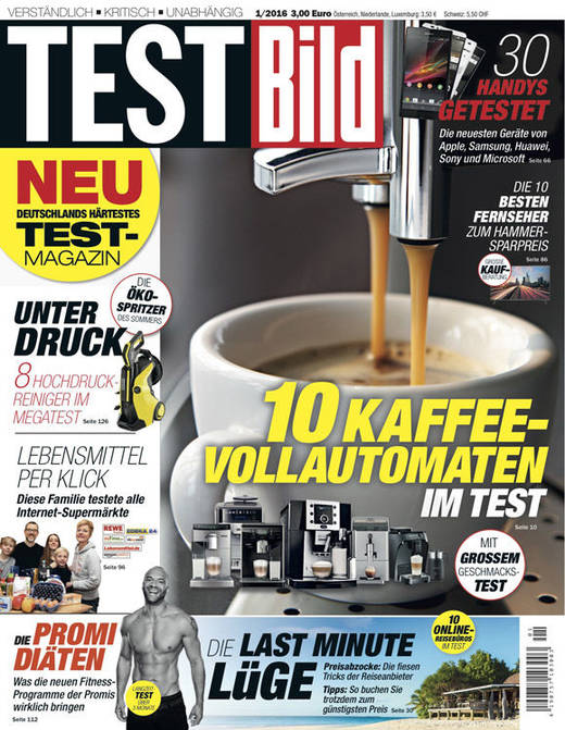 Kaffeeautomaten, Promi-Diäten, Handymodelle - "Testbild" deckt mit der Erstausgabe ein breites Spektrum ab.