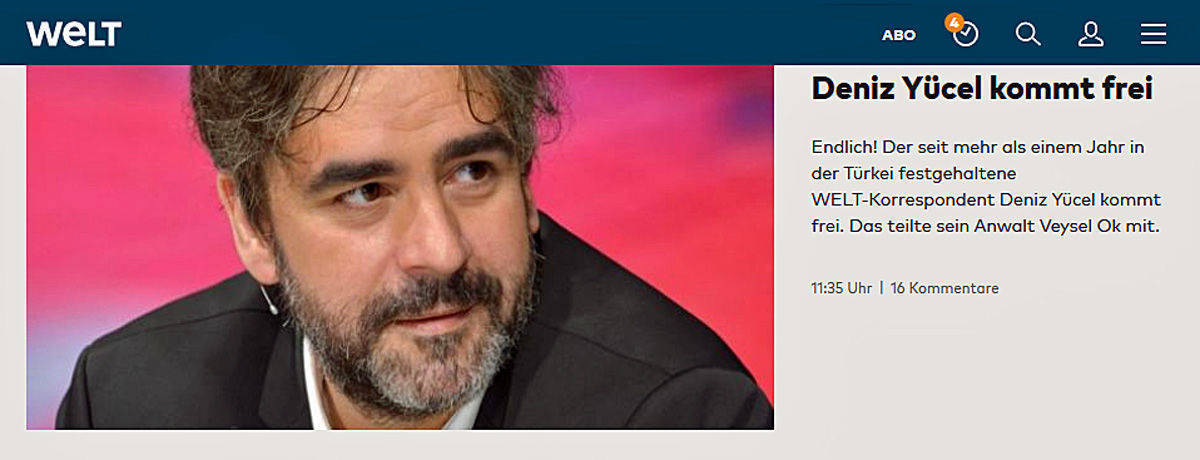 Erleichterung beim Welt-Team: Türkei-Korrespondent Deniz Yücel kommt frei.