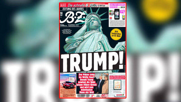 Aktualisierte Tageszeitung: "B.Z." nach dem Wahlausgang in den USA.