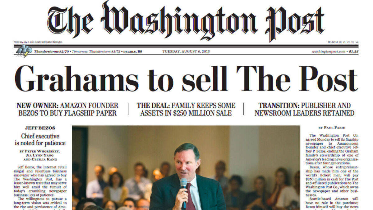 Jeff Bezos übernahm die Washington Post im Jahr 2013