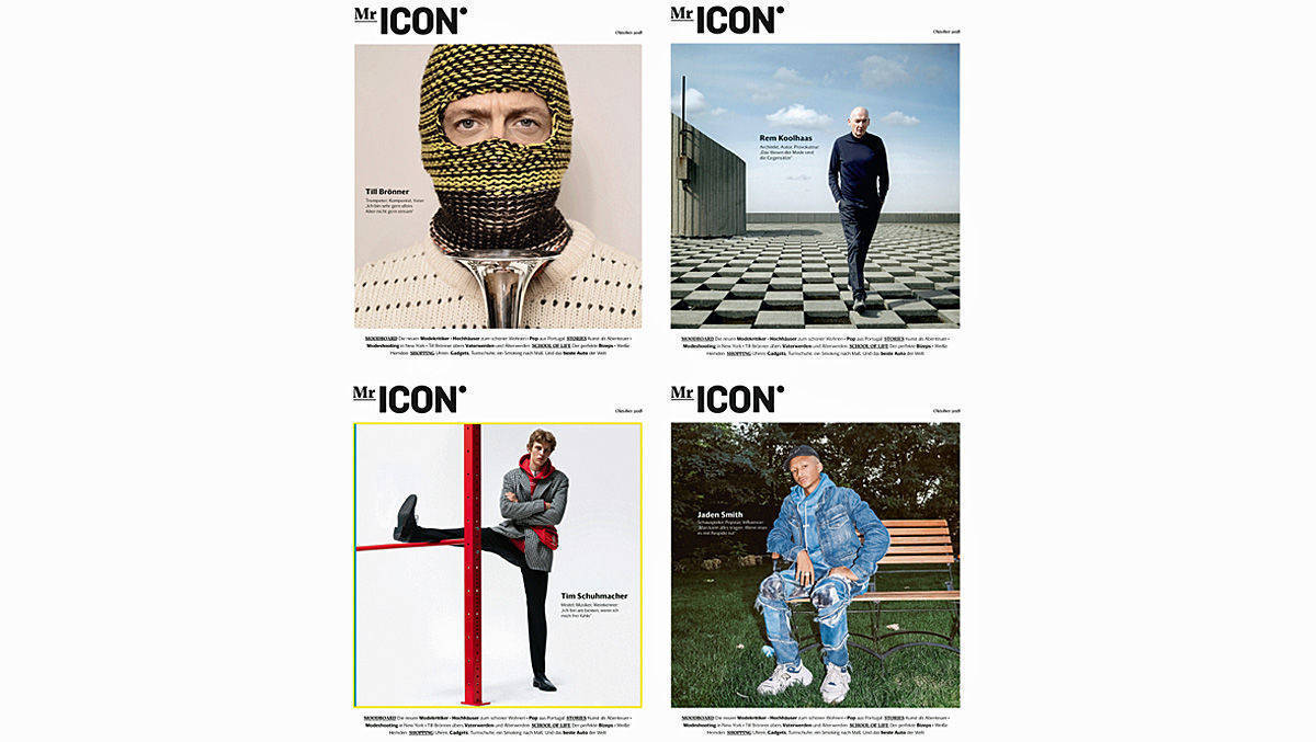 Die 4 unterschiedlichen Cover der Erstausgabe von Mr Icon. 