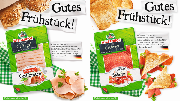 Die "Gutes Frühstück"-Kampagne von Wiesenhof lief an vier Samstagen in regionalen Zeitungstiteln.