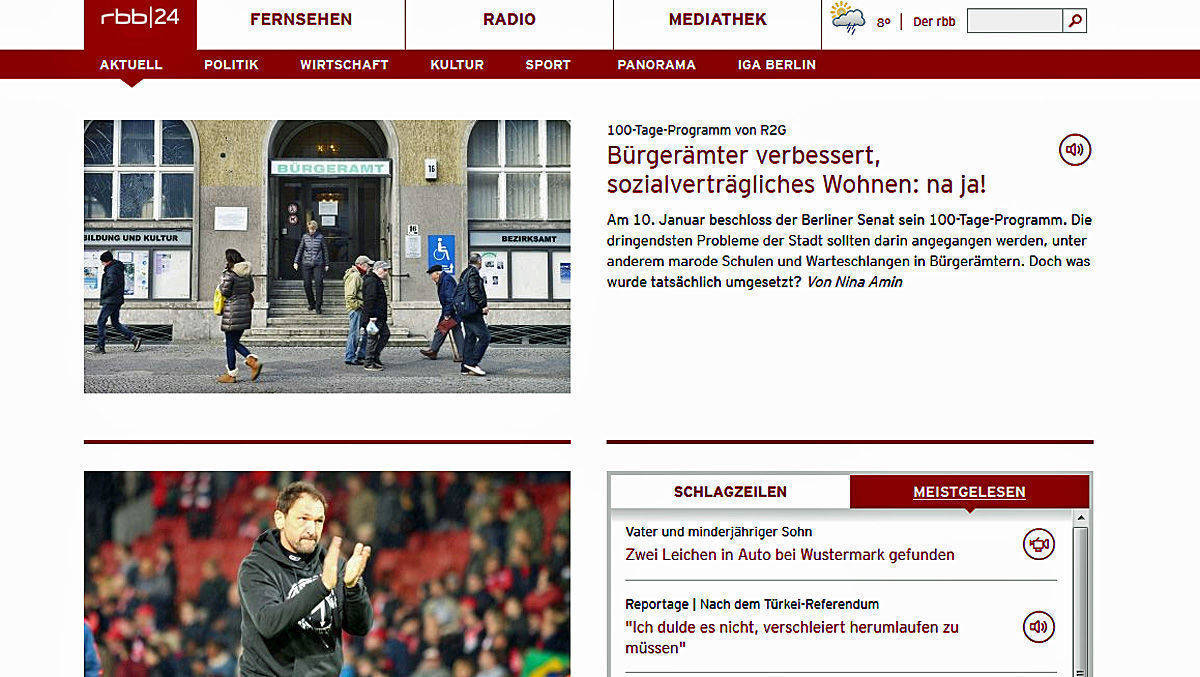 Nun rufen bei RBB Online presseähnliche Textbeiträge ohne Bezug zu einer Sendung Zeitungsverleger auf den Plan. Sie klagen.