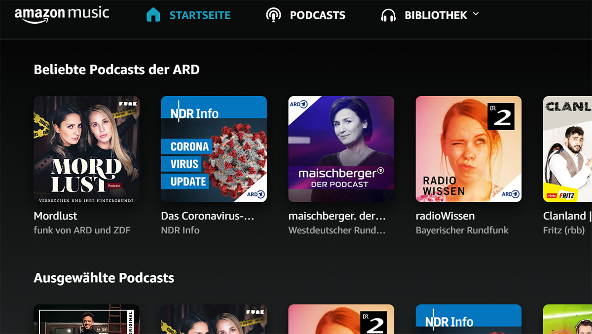 Die ARD-Podcasts erscheinen ab sofort auch bei Amazon Music.