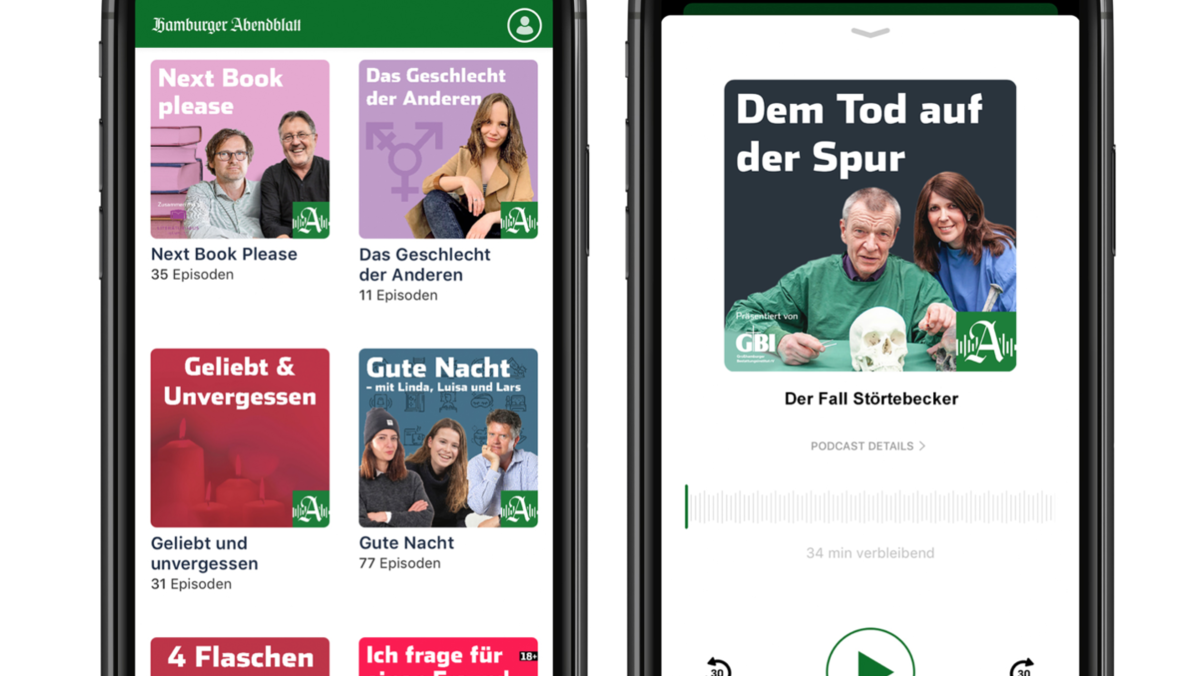 Hörerlebnisse: Alle Podcasts des Hamburger Abendblattes in einer App gebündelt.