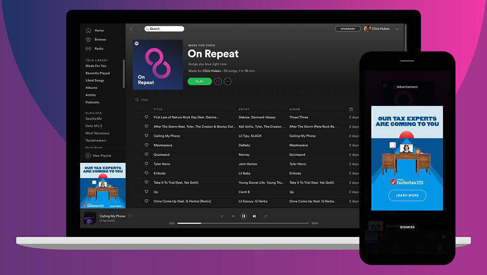 On Repeat ist die nächste personalisierte Playlist, die Spotify für Werbekunden öffnet.